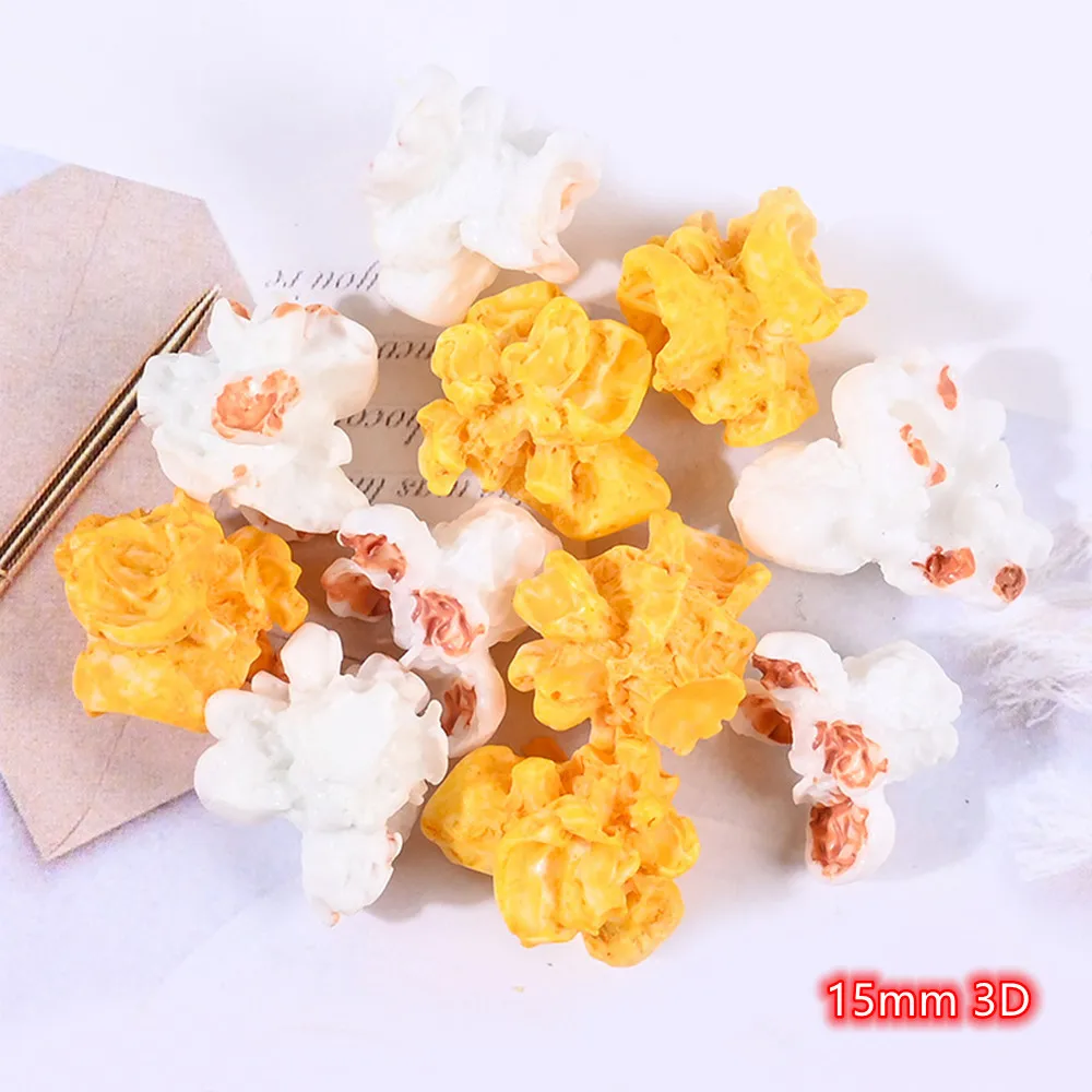 

Popcorn Resin Cabochons 3D Fake Food 20Pcs Gold Resins Food Cabochon crapbook Kawaii DIY Embellishments Accessories for girls