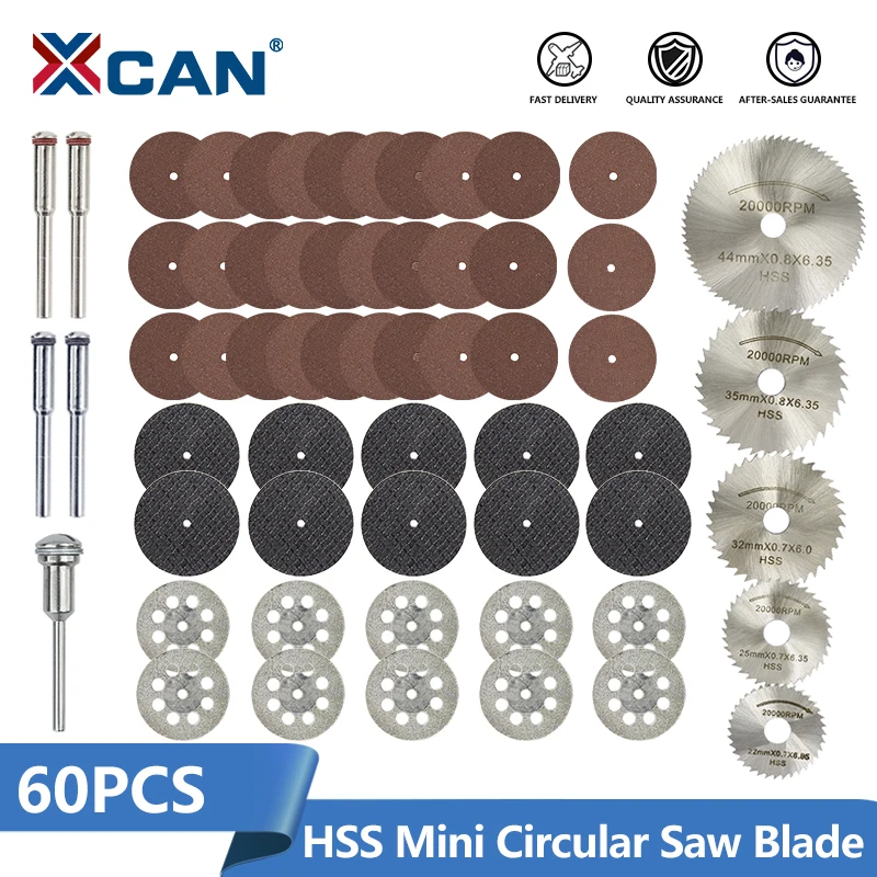 XCAN Mini Saw Blade 60pcs for Dremel Rotary Tools Resin Cut-Off Wheels Diamond Cutting Disc Mini HSS Saw Blade