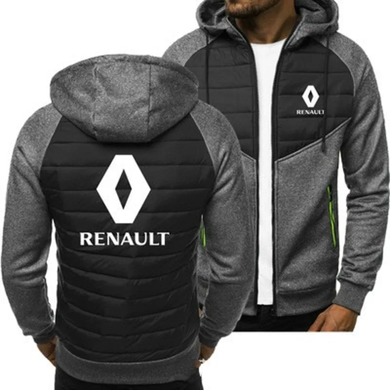 

2021 New Men Hoodies Renault Logo Spring Autumn Jacket Casual Sweatshirt Long Sleeve Zipper Hoody