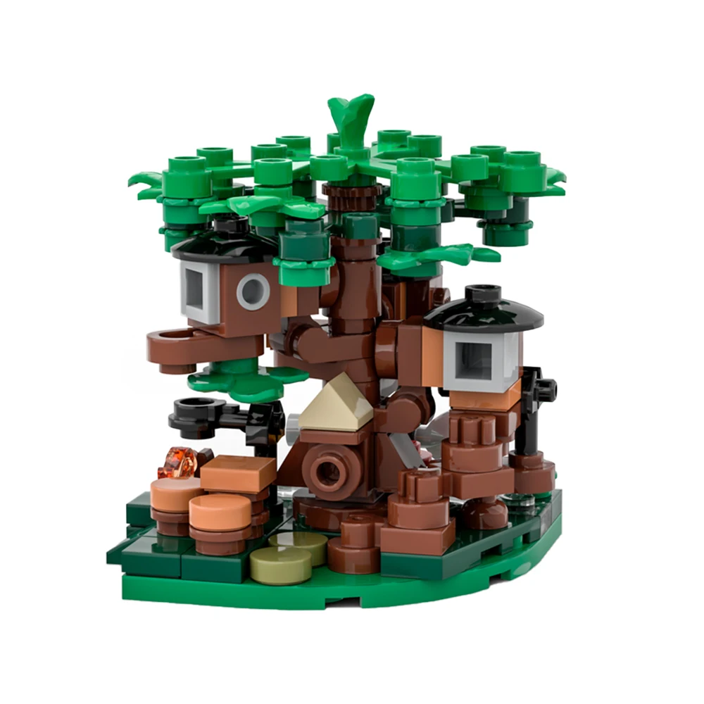 

MOC Micro Tree House Building Blocks Kit Medieval Village Town Farm Hut House Brick Model Toys Kids Birthdays Gift Brain Game