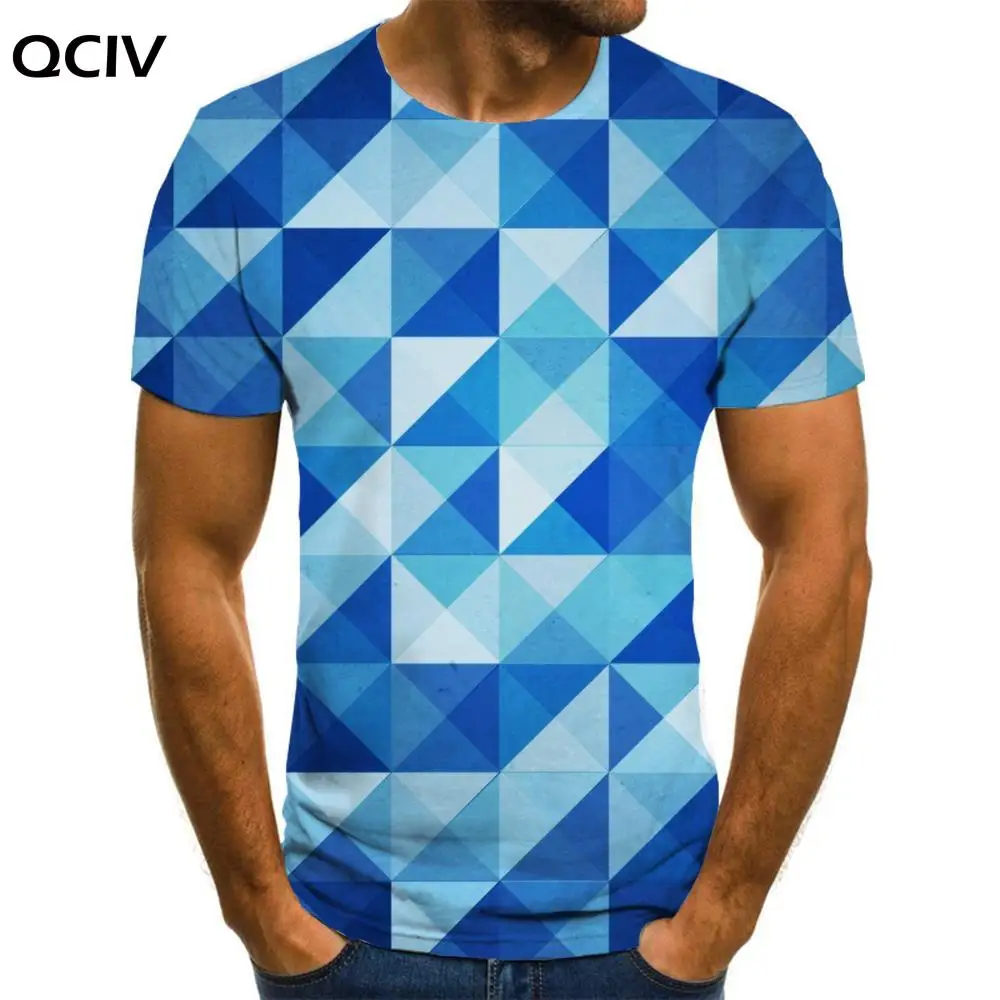 

QCIV Brand Geometry T-shirt Men Blue Anime Clothes Pattern Funny T shirts Harajuku Shirt Print Mens Clothing Punk Rock New Slim