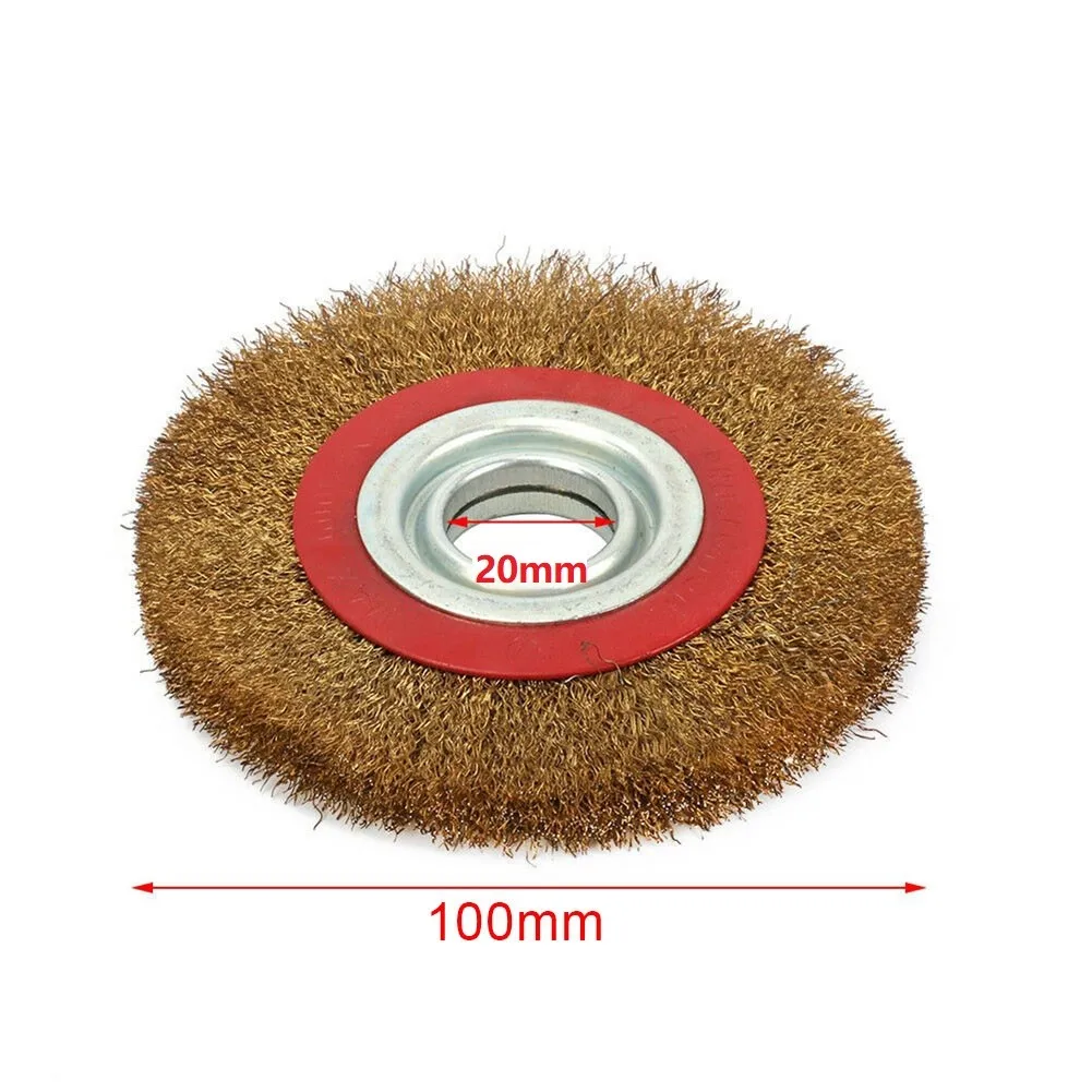 

100mm 4 Inch Wire Wheel Fine Wire Brush Wheel For All 100mm Bench Grinder With 4pcs Adaptor Rings 4500 Min-1RPM Polishing Tool