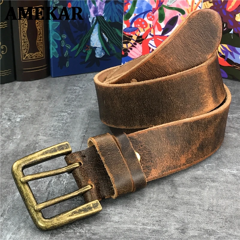 

Super Wide 4.2CM Luxury Thick Genuine Leather Men Belt Double Buckle Belt Ceinture Leather Belt Men Jeans Trouser Belt