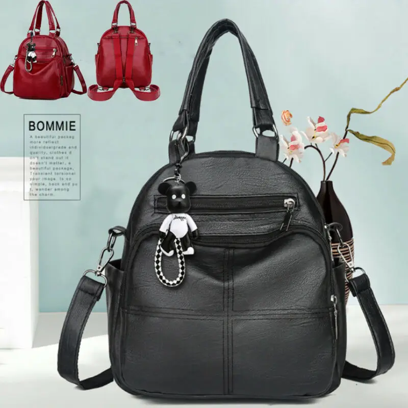 Женский черный школьный рюкзак повседневный Противоугонный из искусственной