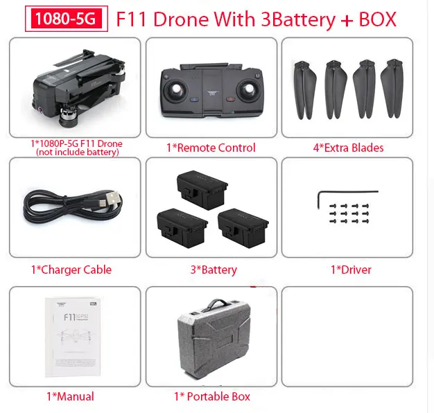 F11 3B carry Box SJRC F11 PRO gps Дрон с Wifi FPV 1080 P/2 K HD камера F11 бесщеточный Квадрокоптер 25 минут время полета складной Дрон Vs SG906 - Цвет: F11 3B carry Box