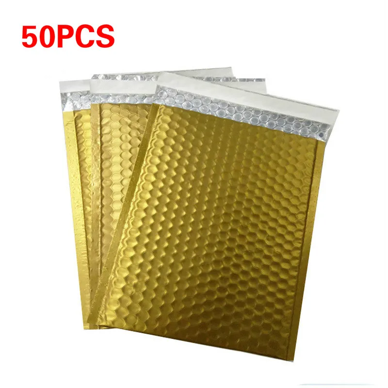 

50pcs CD/CVD Packaging Shipping Bubble Mailers gold paper Padded Envelopes Gift Bag Bubble Mailing Envelope Bag 18*23cm+4cm