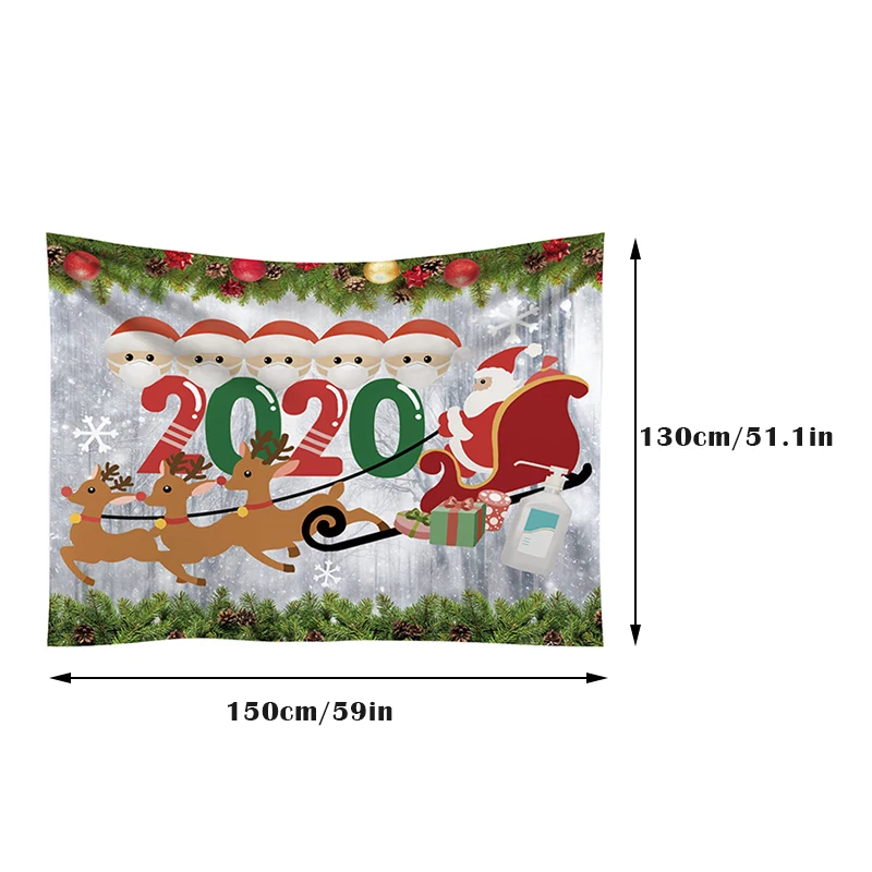 

Christmas Tapestry Wall Hanging Home Decor Elk Pulling Sleigh and Santa Claus Tapestry for Bedroom Living Room PAK55