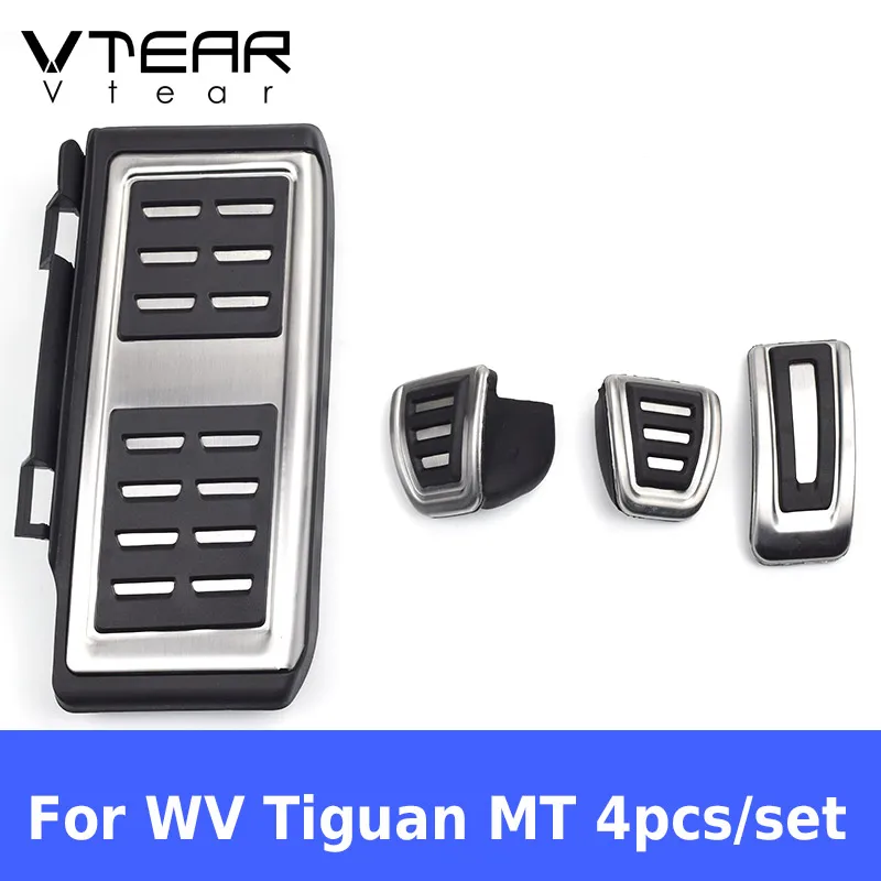 MT 4pcs Vtear для VW mk2 Tiguan тигуан автомобильный акселератор масло Подножка педаль муфта сцепления тормозной дроссель беговые дорожки аксессуары для интерьера,автотовары - Название цвета: MT 4pcs