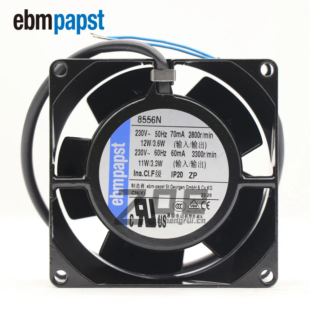 EBMPAPST 8038 8cm 12W 230VAV осевой вентилятор 8556N 80*80*38 мм полностью металлический