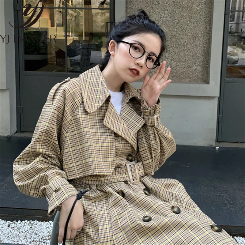 Женская Длинная ветровка в клетку весна-осень 2019 | одежда