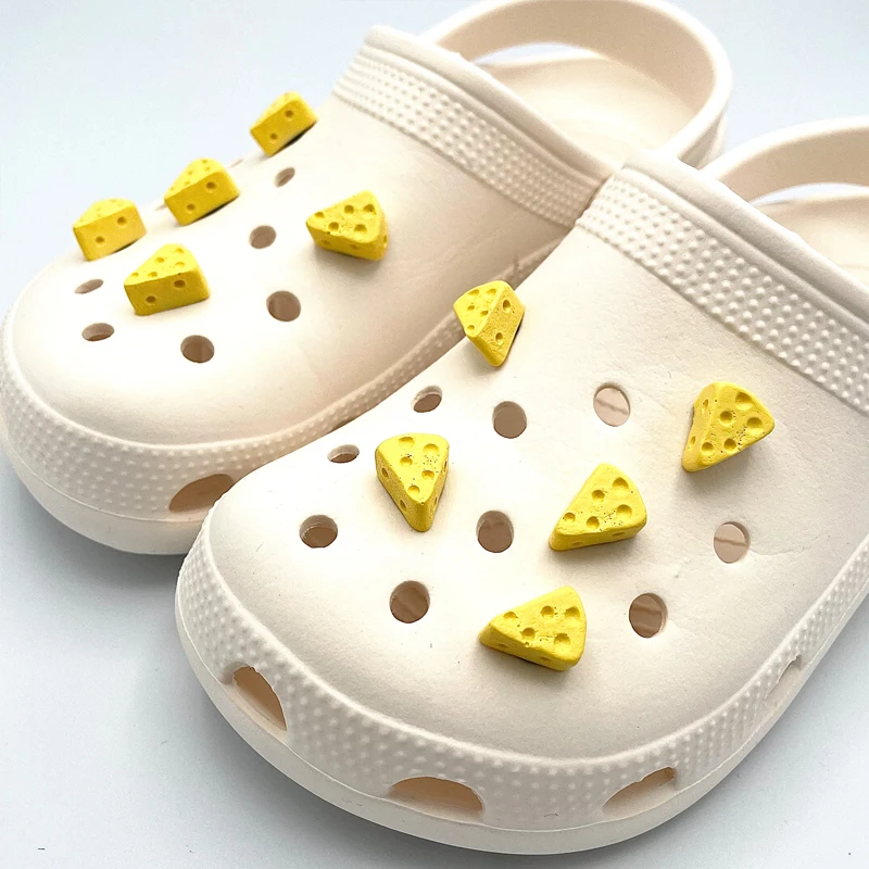 Cute Kawaii 3D Yellow Cheese Resin JIBZ Shoe Charms Shoe Jewelrys DIY Decoration For Men Child Croc Clog Shoe Badges Accessories