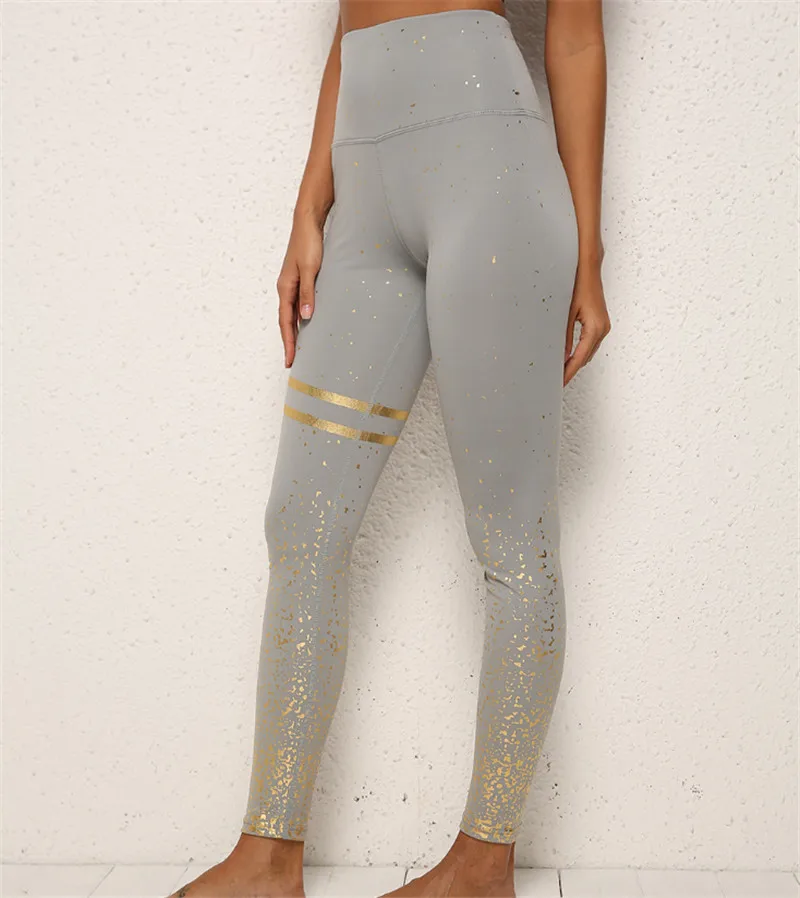 Gray And Gold Печать Йога Леггинсы брюки для йоги спортивные Леггинсы эластичные Фитнес легинсы спортивные Для женщин брюки для фитнес-зала Для женщин - Цвет: Gray And Gold