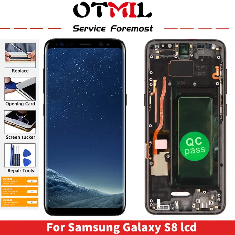 

ЖК-дисплей Super Amoled с рамкой для SAMSUNG Galaxy S8 G950F G950FD