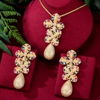 soramoore full cz new hot original dubai luxury bridal wedding 2pcs jewelry set for romantic women necklace earrings jewelry set