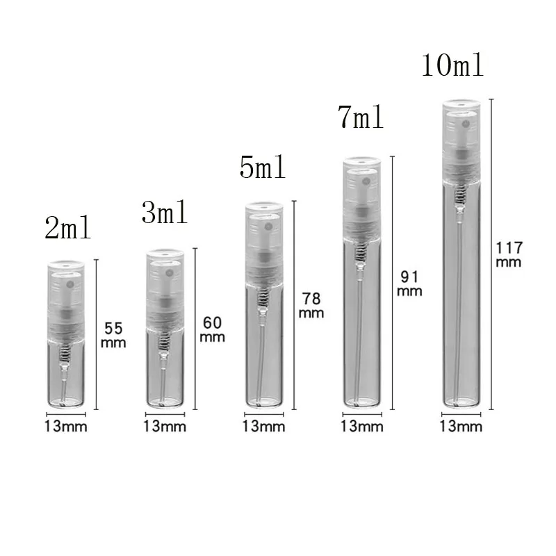 Пустая портативная прозрачная стеклянная бутылка-распылитель 5 шт./лот 2 мл 3 7 10