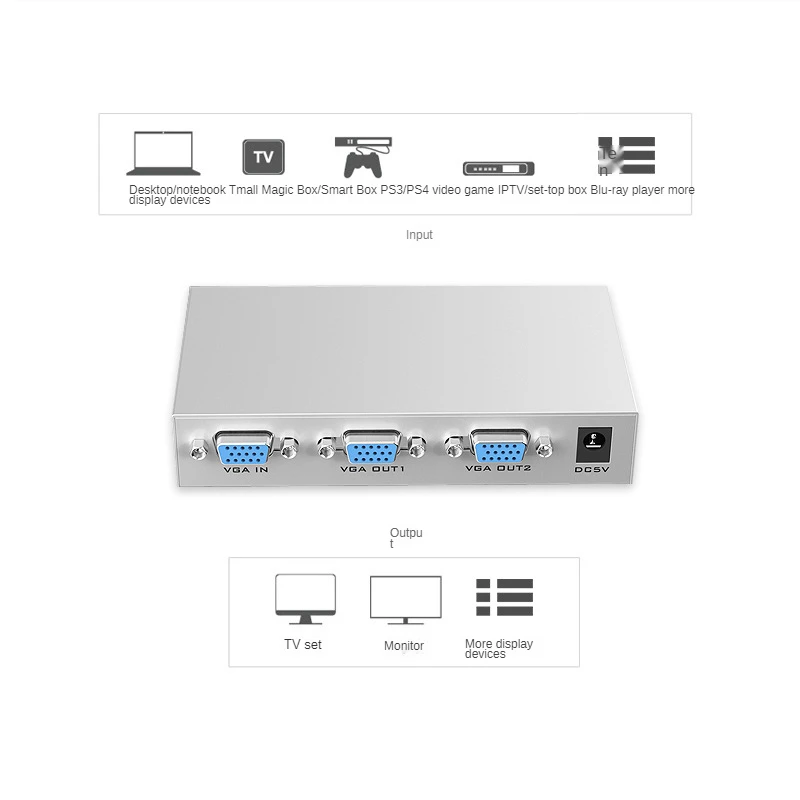 Разветвитель VGA с 2 портами 165 (МГц) HD x квм-переключатель усилитель монитора