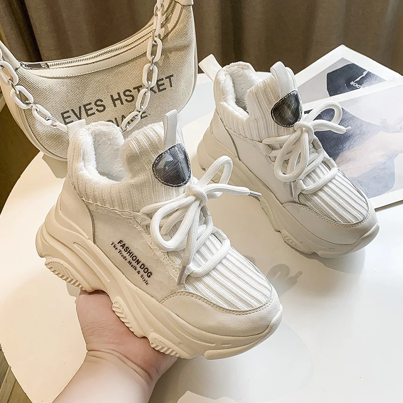 2021 Winter New Fashion Casual Sports Women's Shoes Thick Soles Comfortable Korean Women's Shoes Versatile Campus Student Shoes