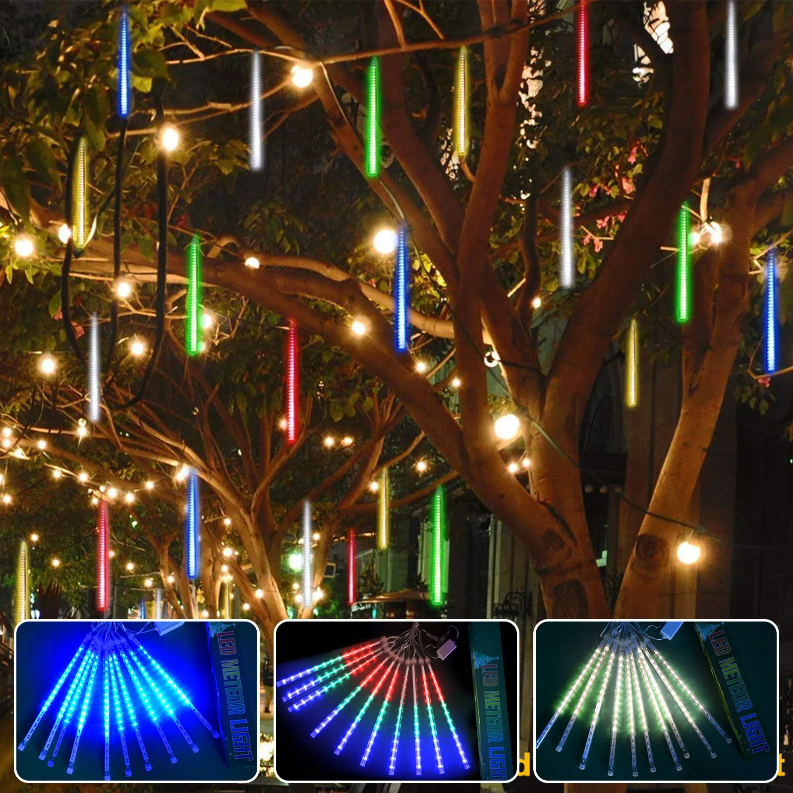 

Светодиодные огни для вечерние ринки, 50 см, для душа, дождя, снегопадов, рождественской елки, сада, уличное Рождественское украшение, праздни...