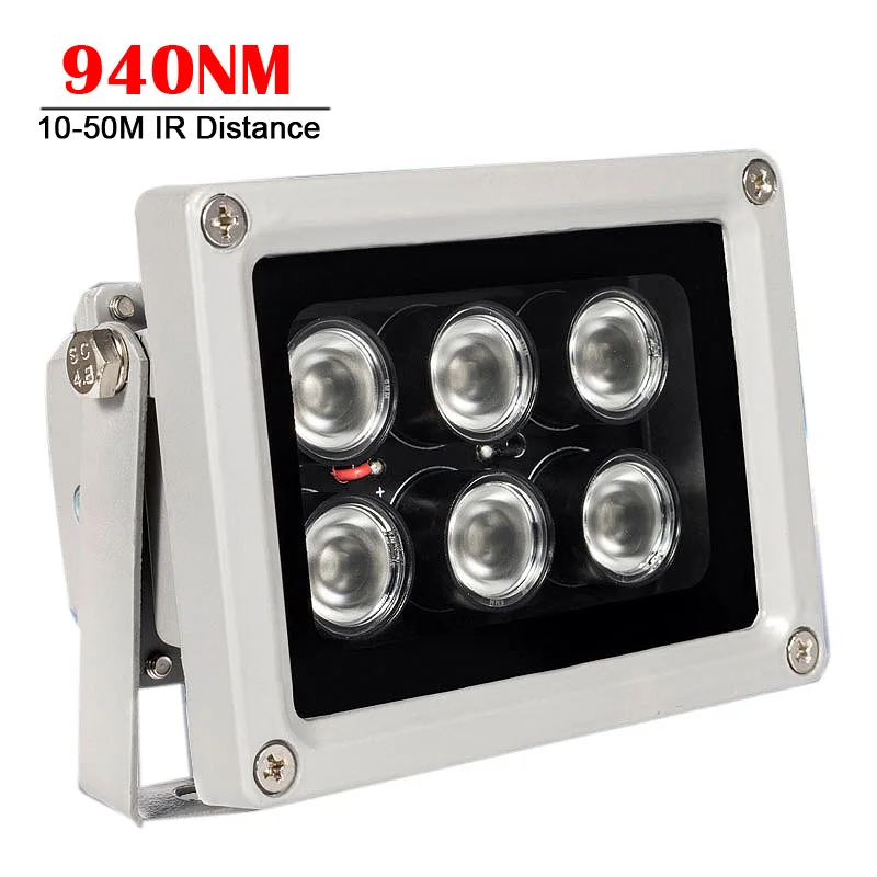 

940NM Invisible 6pcs Array LEDS IR Illuminator Infrared Lamp Outdoor Waterproof Camera Night Vision Fill Light for CCTV Camerase