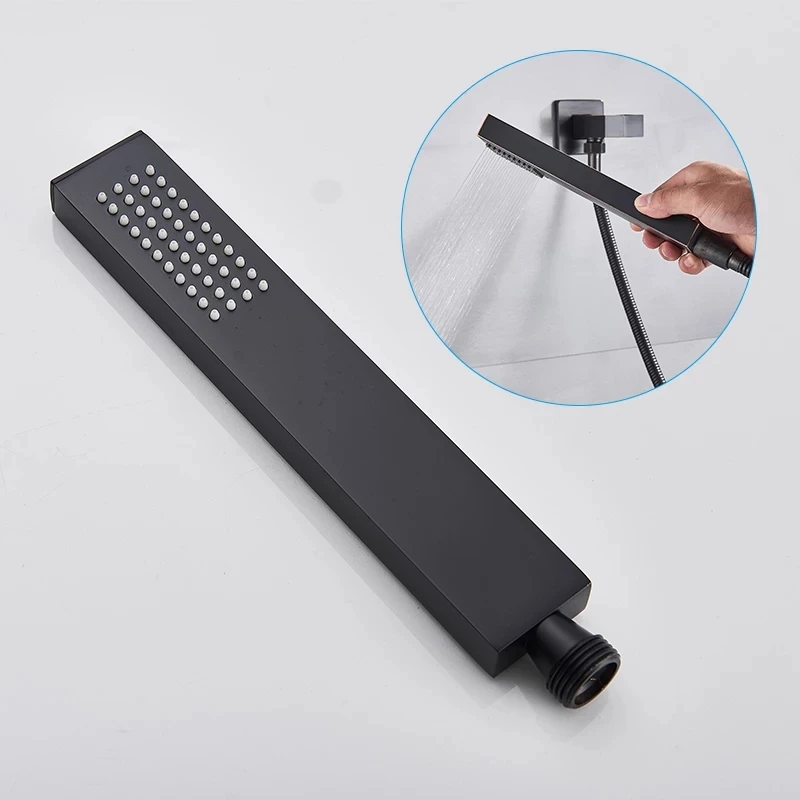 Wall Mount Black LED Shower Faucet Rainfall Set Bathtub Hot And Cold Mixer Crane Concealed Installation | Обустройство дома