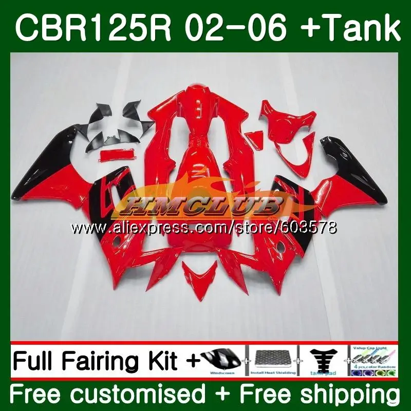 

Body kit For HONDA CBR125R 2002 2003 2004 2005 2006 84CL.43 CBR125RR CBR-125R 125CC CBR 125R 02 03 04 05 06 Glossy red Fairing