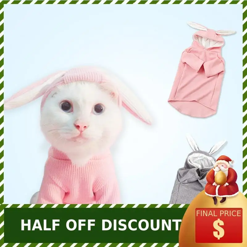 Зимний хлопковый свитер с кроликом хлопковая одежда для кошек собак пальто