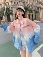 denim jacket female spring 2021 new korean version loose wild gradient jacket top