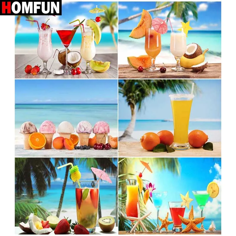 HOMFUN краска с алмазной вышивкой &quotпляжные фрукты&quot Алмазная картина полностью