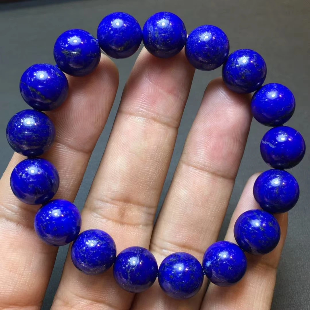 

11mm RNatural Lapis Lazuli oyal Blue Gemstone Bracelet Stretch Prayer Round Beads Bracelets For Women Men AAAAA