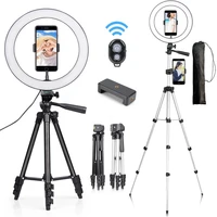 10 led selfie ring light with lightweight lighting stand mobiletripod photography lighting for makeup youtube phone holder