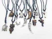 mens and womens fashion vintage resin necklace pendant turtle and dolphin skull pendant adjustable rope chain hot jewelry