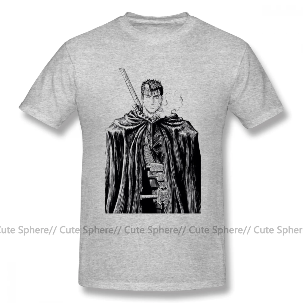 Футболка Guts Berserk Guts, Мужская футболка с принтом, 100 хлопок, короткий рукав, негабаритная Классическая забавная футболка - Цвет: Gray