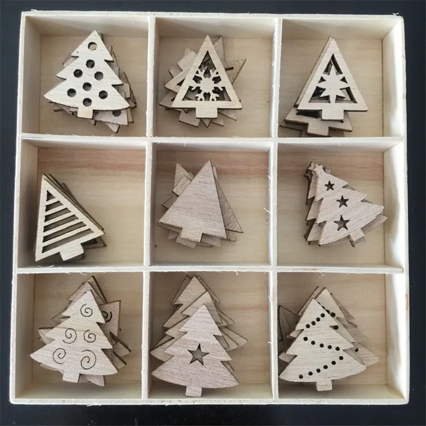 50/100 шт. DIY Плетеный абажур из натурального дерева чип Рождественская елка висячие украшения кулон подарки для детей Снеговик Форма Рождество украшения для дома