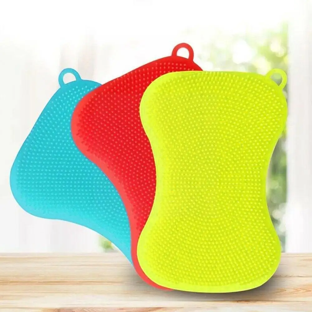 

1pc Kitchen Cleaning Brush Silicone Dishwashing Brush Pan Cleaning Scrubber Dish Washing Fruit Pot Sponge Vegetable Tool Br P6v0