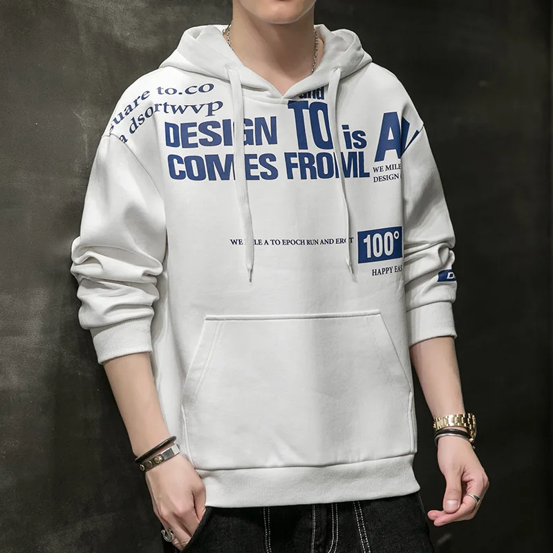 

Korean Style Loose Men Hoodies Sweatshirt Casual Long Sleeve Hooded Hoodie Hip Hop Streetwear Fashion Pullover Top for Young Men