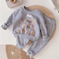 spring autumn unisex cartoon printing outfits long sleeve sweatshirts and sweatpant 2pcs children soft comfortable clothes set