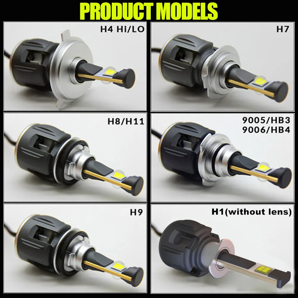 Voloдина 2 шт. H4 H7 автомобильная светодиодная лампа для фары H11 H8 LED H1 HB3 9005 HB4 9006 CREE