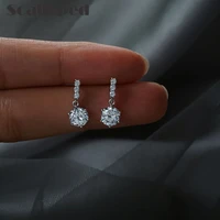 scalloped korean fashion six claw zircon drop earrings for women exquisite small shining crystal ear accessories fine jewelry