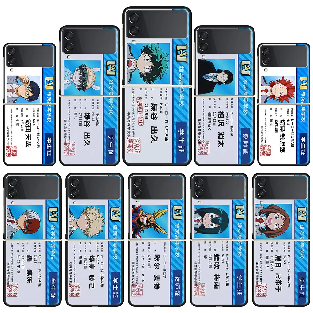 

My Hero Academy Card PC Phone Case for Samsung Galaxy Z Flip3 Cover Hard Plastic Smart Casing Funda Z Flip 3 5G Shockproof Coque