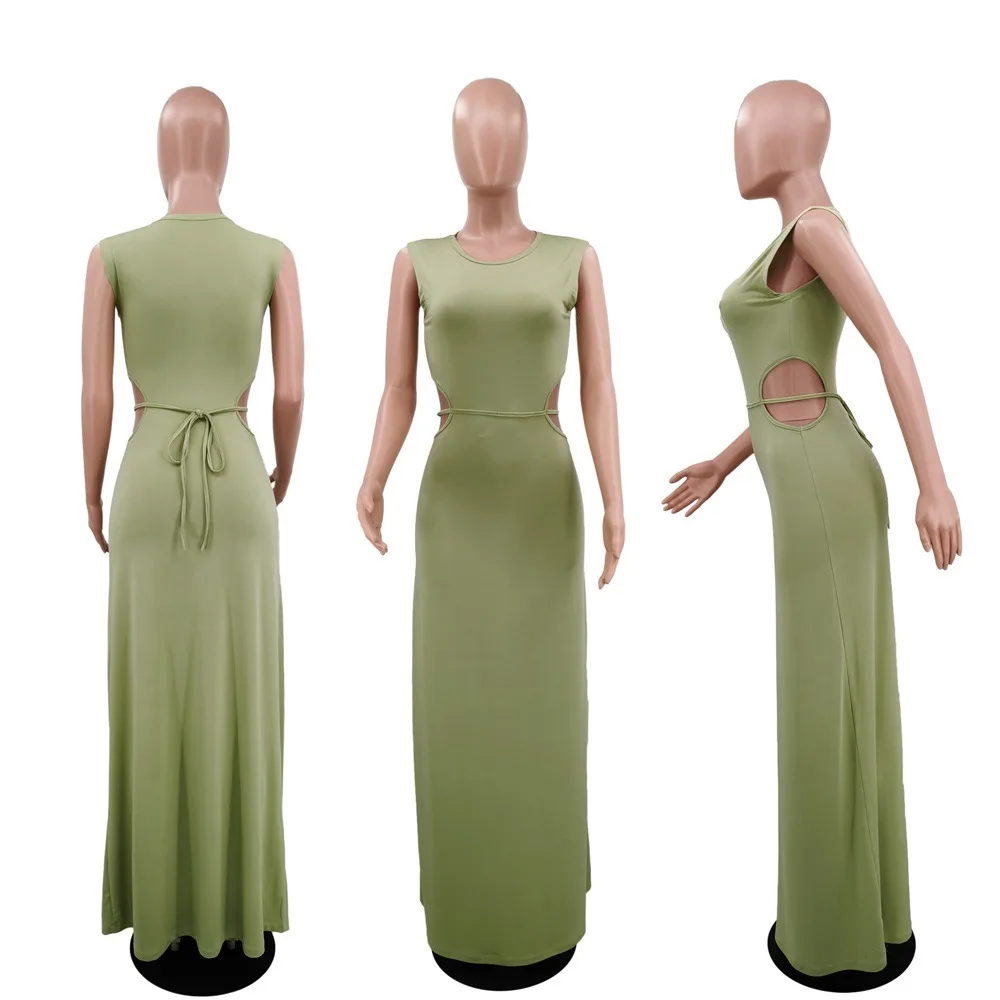 

HAOOHU 2021 Summer Sleeveless Solid Color Casual Temperament Women's Dress2 ColorsFashion Trend Temperament Commuting