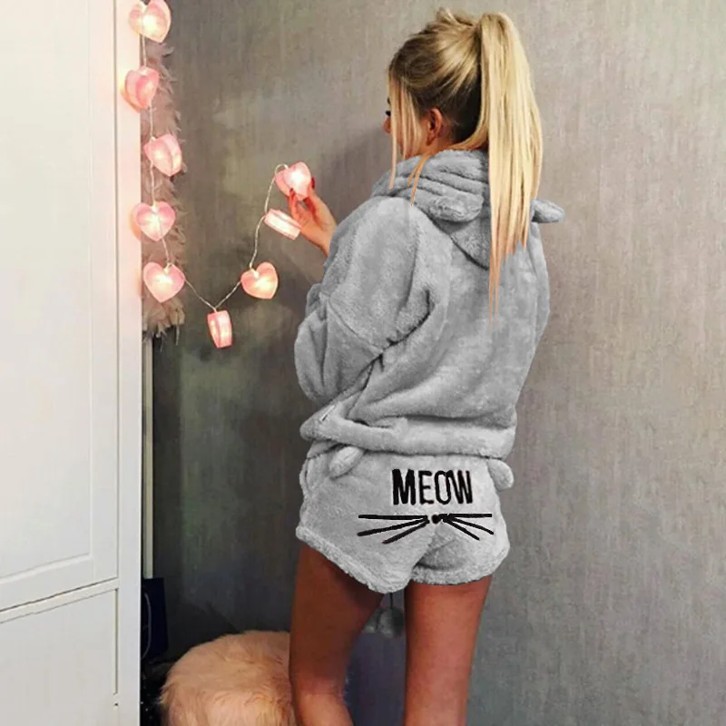 

2022Women Pajama Sets Autumn Winter Flannel Cartoon Warm Pyjamas Animal Sleepwear Cat Cute Female Fashion Girls Homewear
