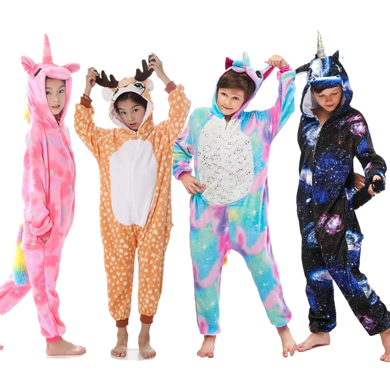 

Children Kigurumi Unicorn Pajamas Kids Baby Animal Overalls Jumpsuit Onesie Panda Pajama Sleepwear Girls Cosplay Pyjama Pijamas