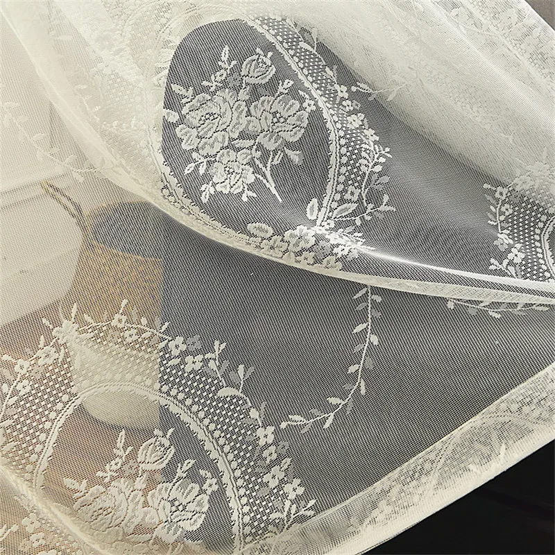 White Lace Tulle Curtain for Kitchen Curtains Living Room Sheer European Design Drapes | Дом и сад