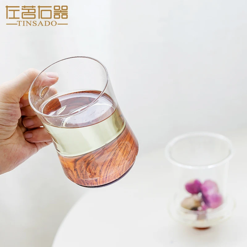 Ручная выдувная термостойкая стеклянная чайная чашка с крышкой и инфузером 300 мл