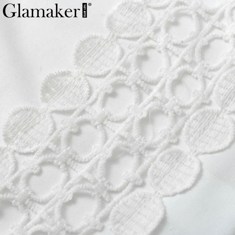 Glamaker, кружевное Белое Облегающее мини-платье, Женский костюм из двух частей, с расклешенными рукавами, зимнее платье, осенние короткие сексуальные вечерние элегантные платья для клуба