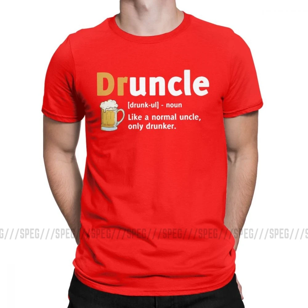 Druncle Drunkle Drunk Beer забавная футболка для мужчин с короткими рукавами, подарок для лучшего дяди, топы размера плюс, футболки, хлопковая футболка - Color: Red