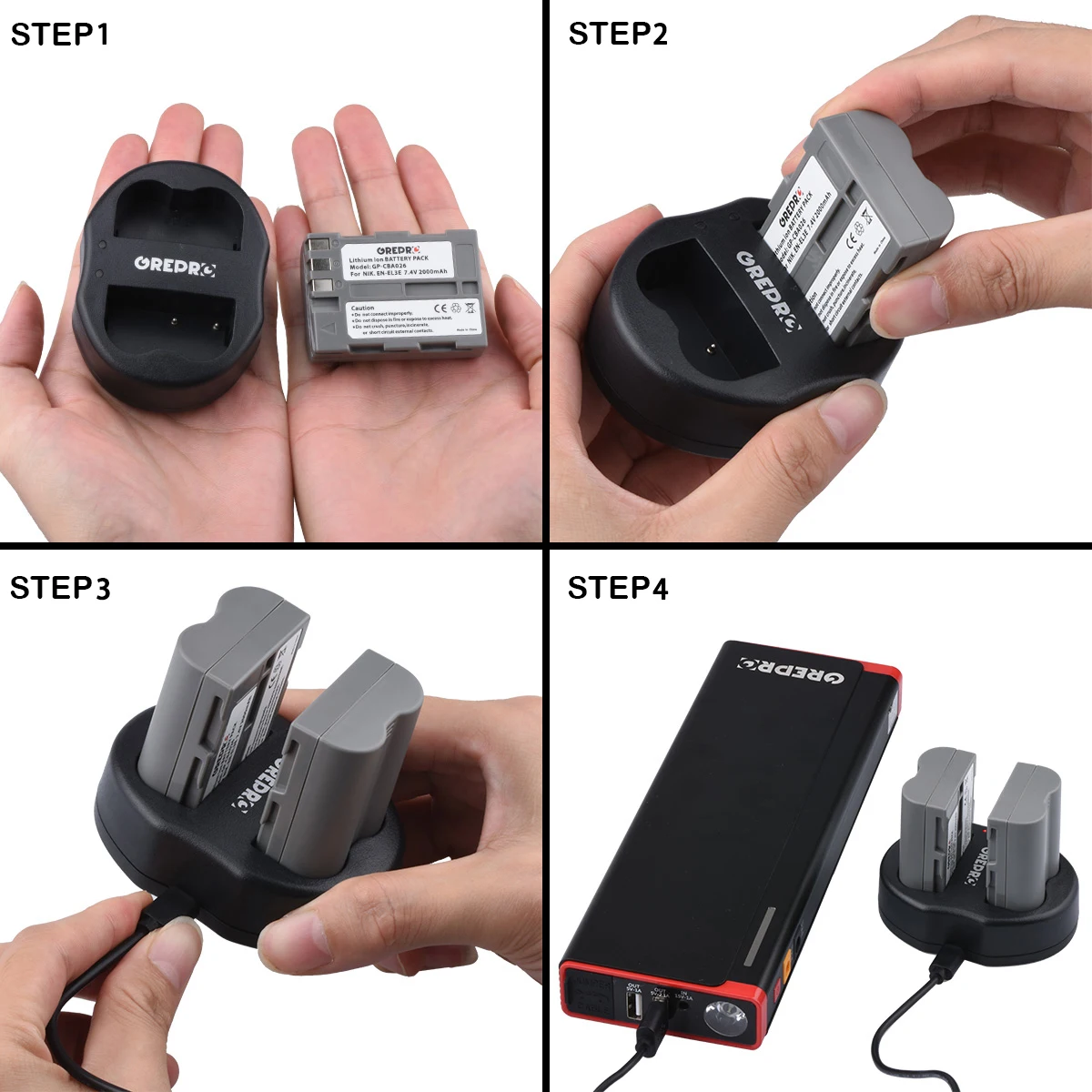 Аккумуляторная батарея с зарядным устройством на 2000 мАч для камеры Nikon D300 D90 D80 D200