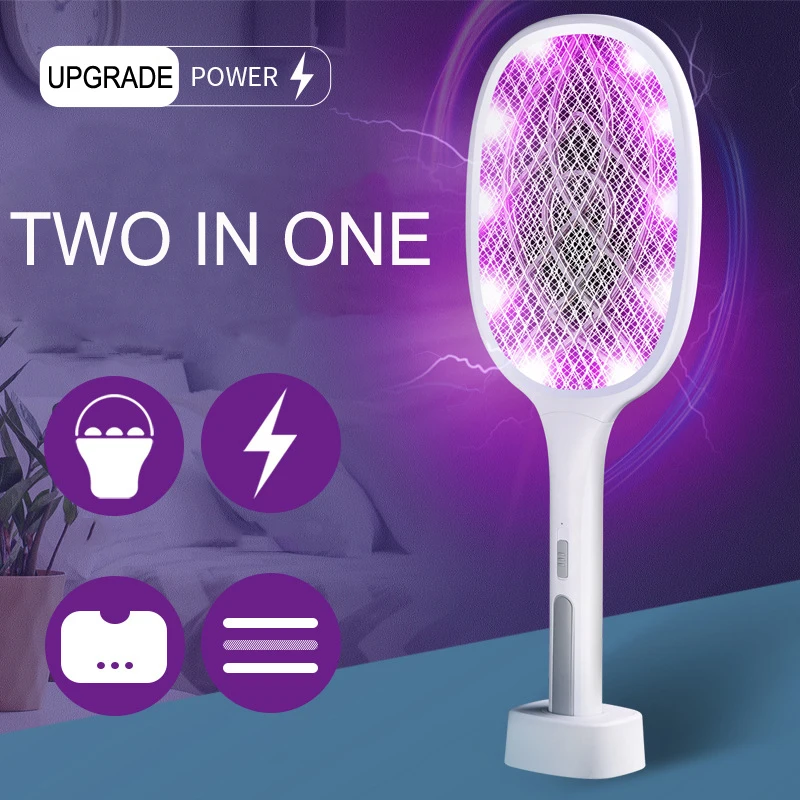 

Two-in-One 10 LED Trap Mosquito Killer Lamp 3000V Electric Bug Zapper USB Rechargeable Summer Fly Swatter Trap Flies Insect