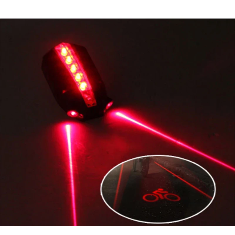 

Beam "Bike Logo" Waterproof Rear Bicycle Tail Light 2 Laser+5 LED Red Lamp 4 Flashing Model Night Safety Warning Accessorie