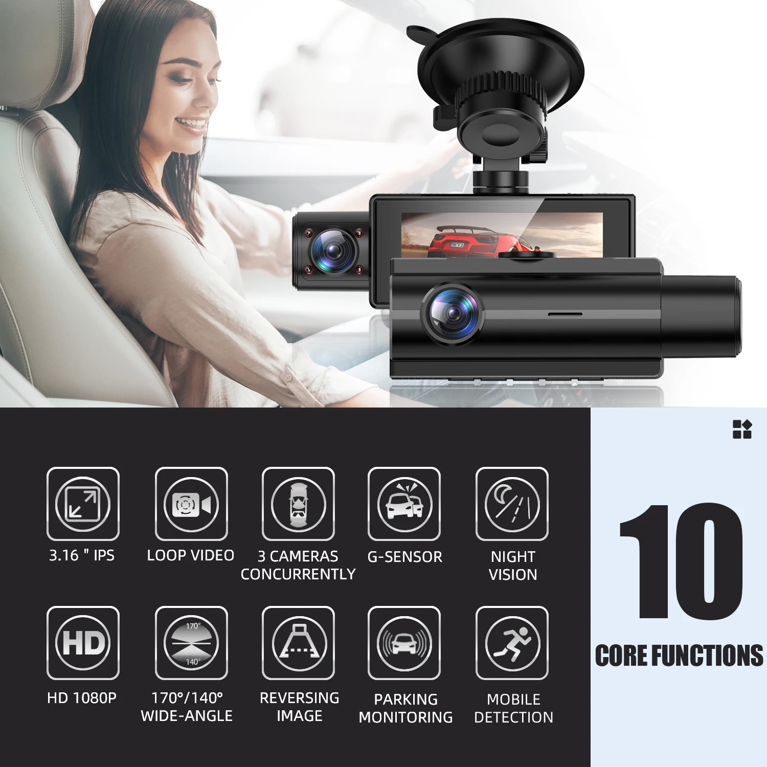 Видеорегистратор для автомобиля 1080P 3 16 дюйма с ночным видением | Автомобили и